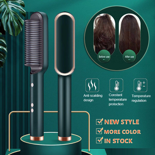 2 In 1 Hair Straightener Hot Comb Negative Ion Curling