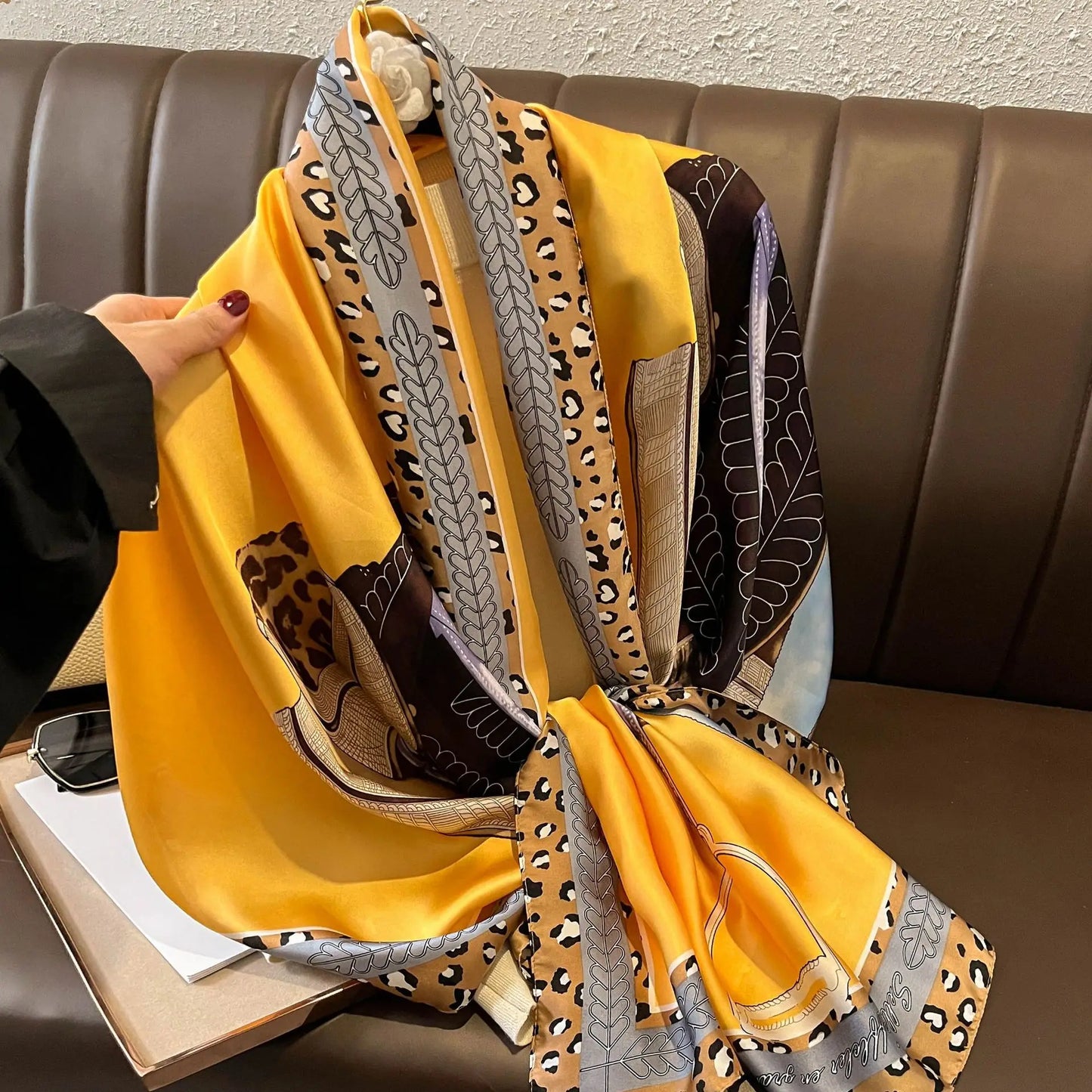 Luxury Brand Satin Headband Hijab Bandana Turban Foulard