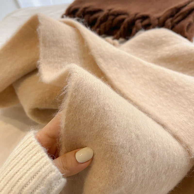 Luxury Cashmere Bright Solid Colors Scarf Winter Shawl