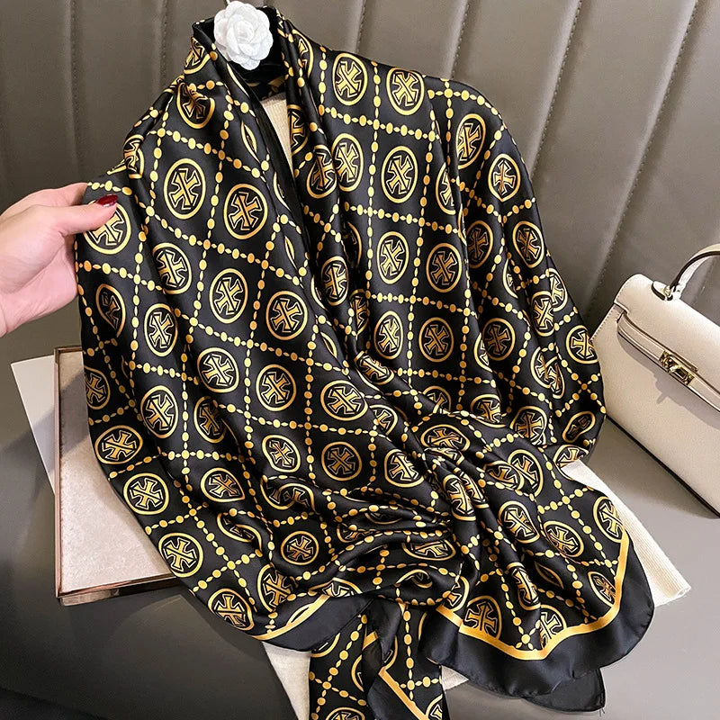 Luxury Brand Satin Headband Hijab Bandana Turban Foulard