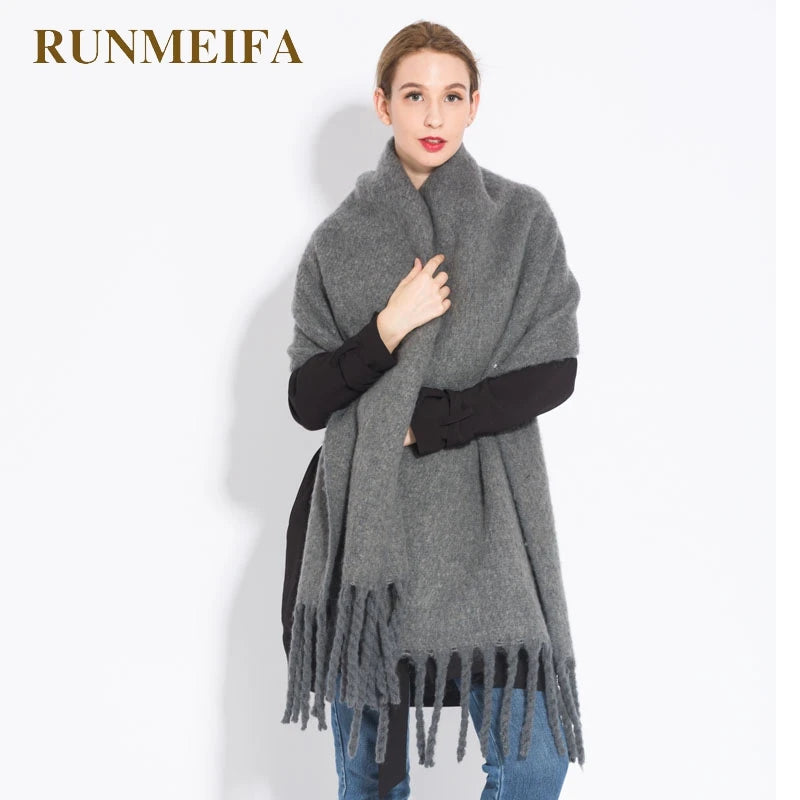 Luxury Cashmere Bright Solid Colors Scarf Winter Shawl