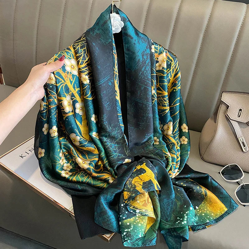 Luxury Brand Satin Headband Hijab Bandana Turban Foulard