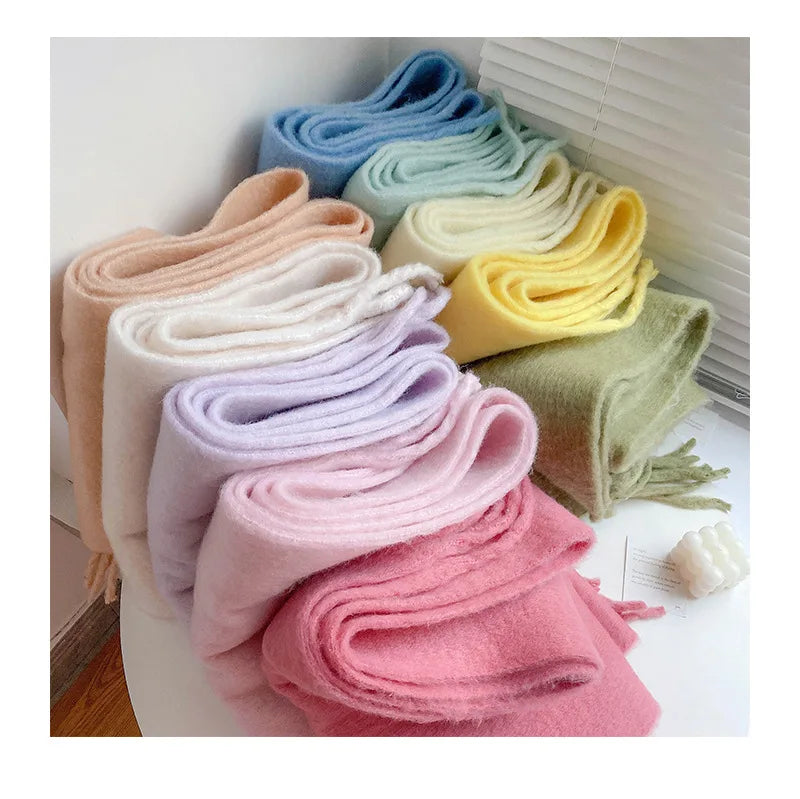 Luxury Cashmere Bright Solid Colors Scarf Winter Shawl