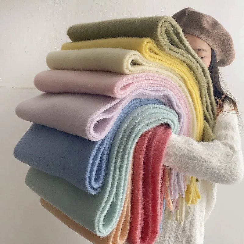 Luxury Cashmere Bright Solid Colors Scarf Winter Shawl