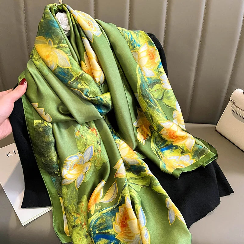 Luxury Brand Satin Headband Hijab Bandana Turban Foulard