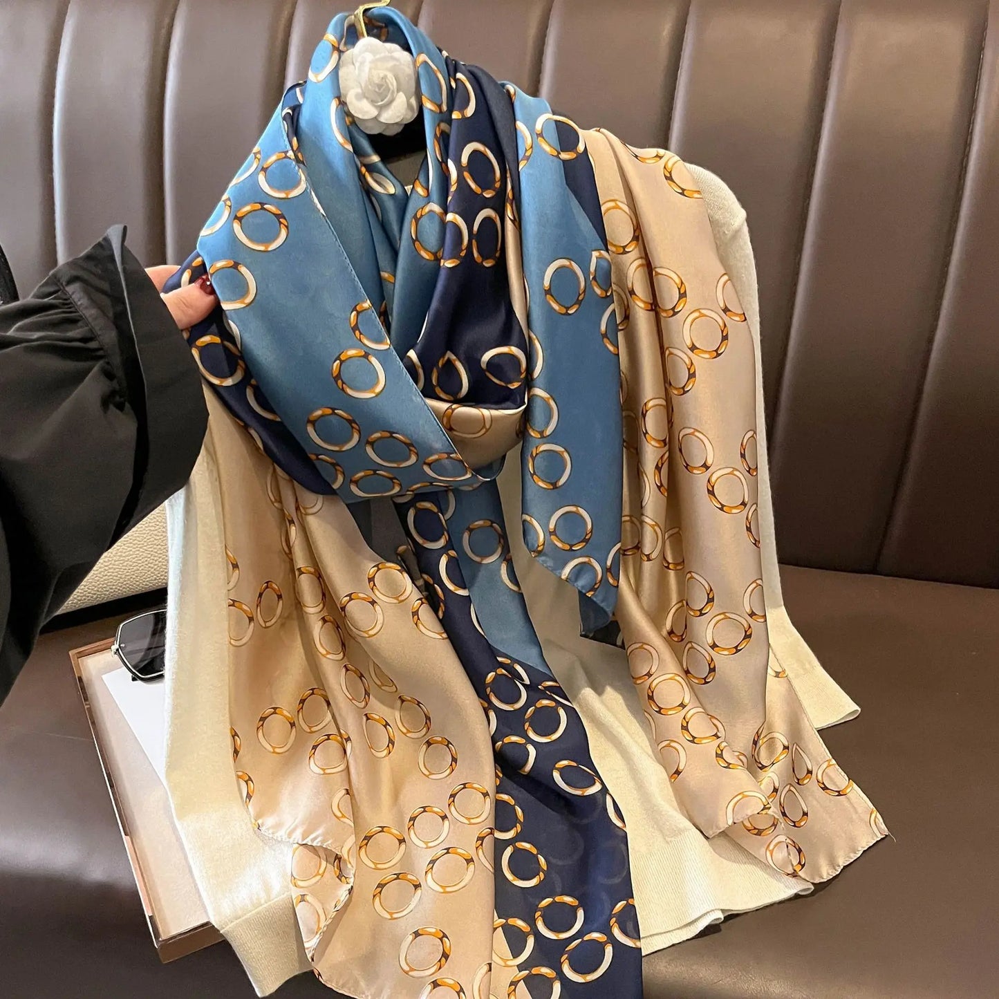 Luxury Brand Satin Headband Hijab Bandana Turban Foulard
