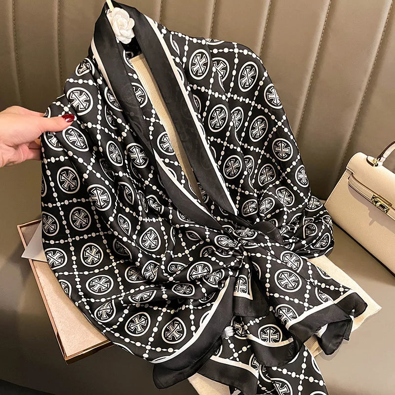 Luxury Brand Satin Headband Hijab Bandana Turban Foulard