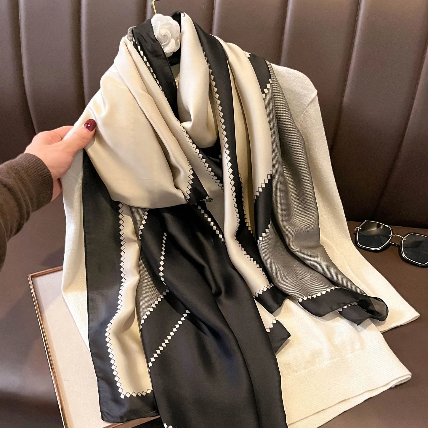 Luxury Brand Satin Headband Hijab Bandana Turban Foulard