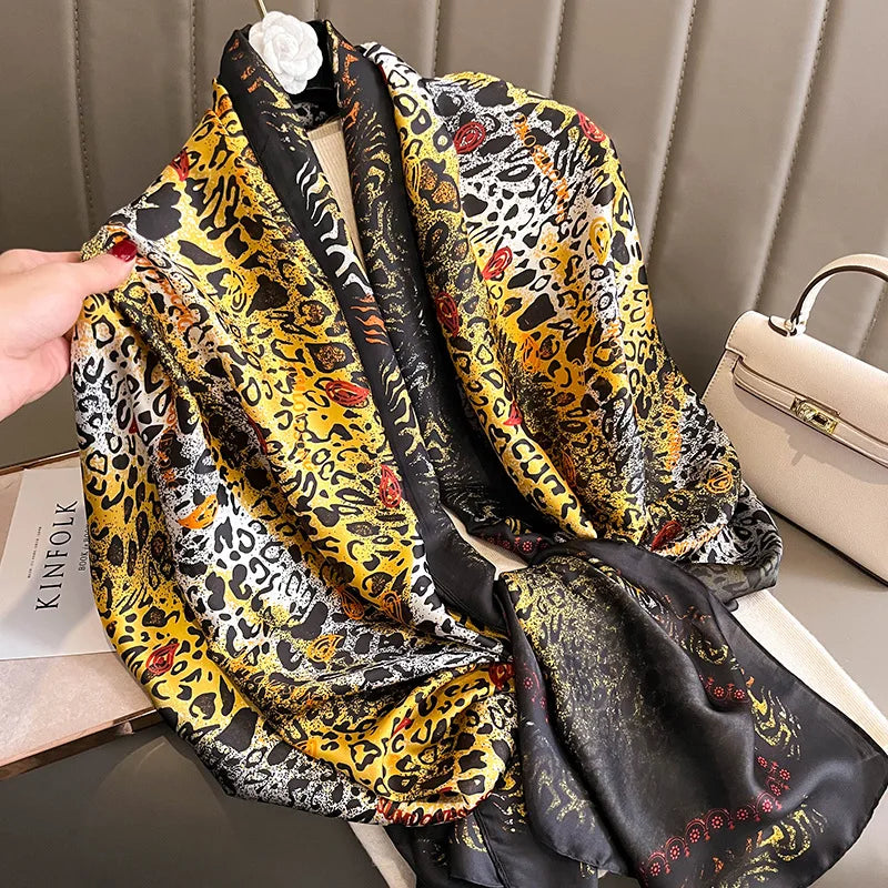 Luxury Brand Satin Headband Hijab Bandana Turban Foulard
