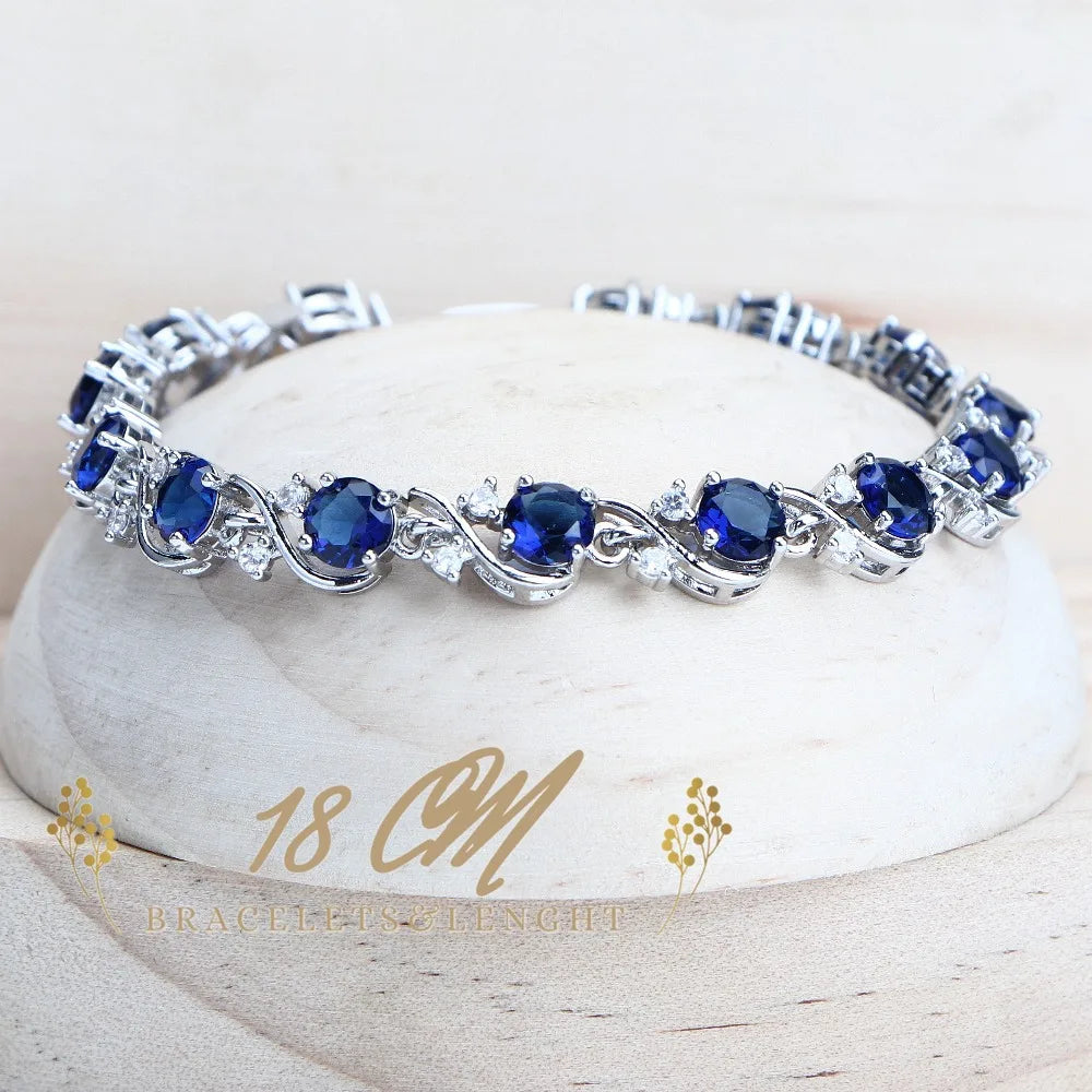 Blue Zirconia Jewelry Sets 925 Sterling Silver