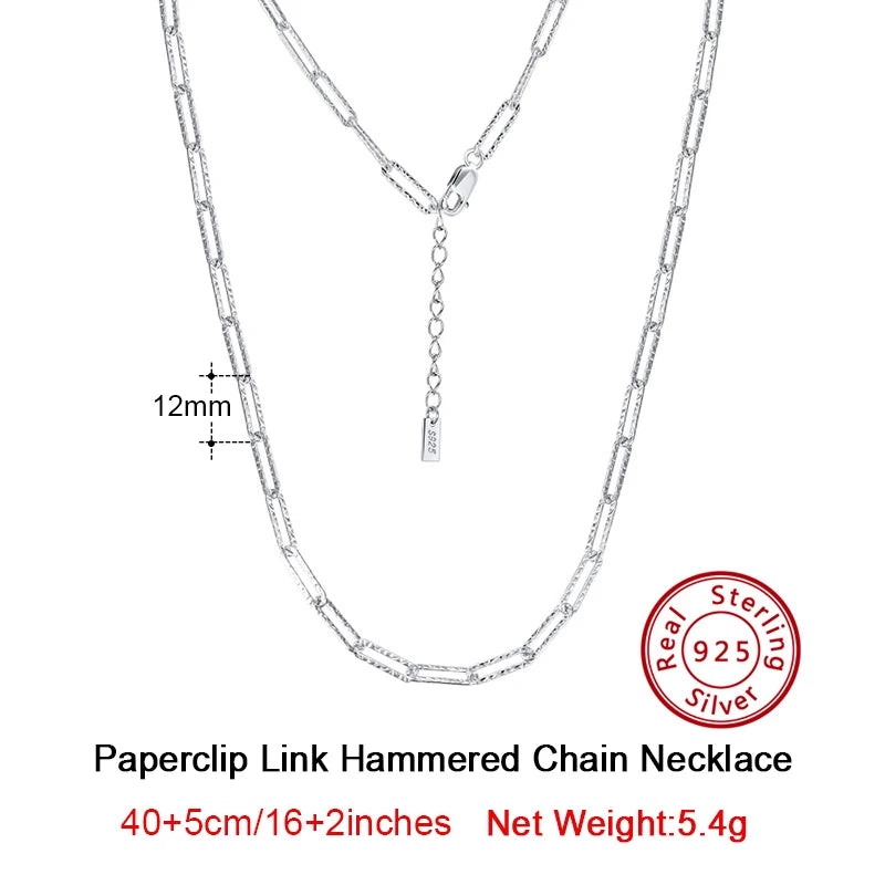 14K Gold Plated Genuine 925 Sterling Silver Paperclip Neck Chain