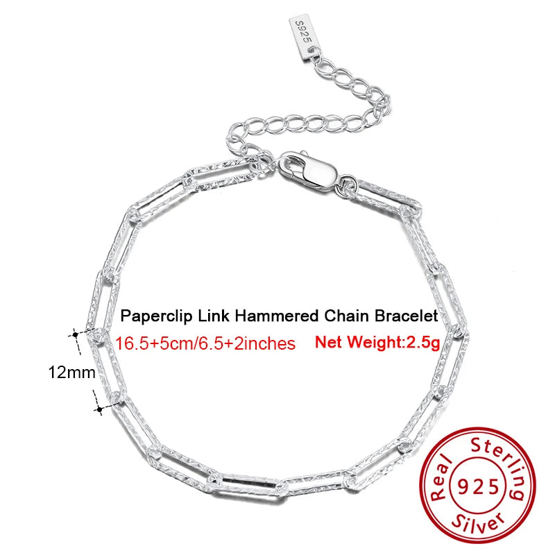 14K Gold Plated Genuine 925 Sterling Silver Paperclip Neck Chain