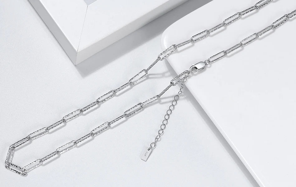 14K Gold Plated Genuine 925 Sterling Silver Paperclip Neck Chain