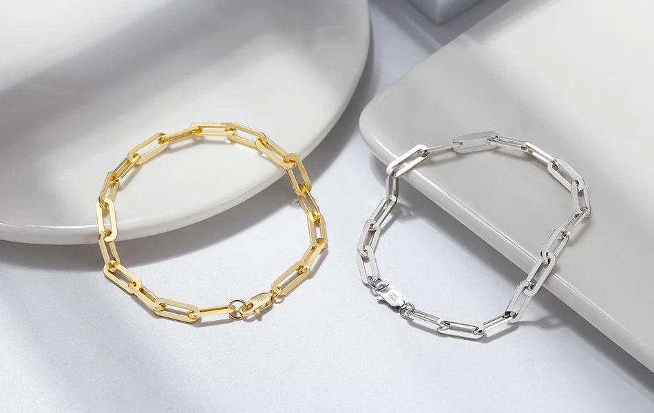 14K Gold Plated Genuine 925 Sterling Silver Paperclip Neck Chain