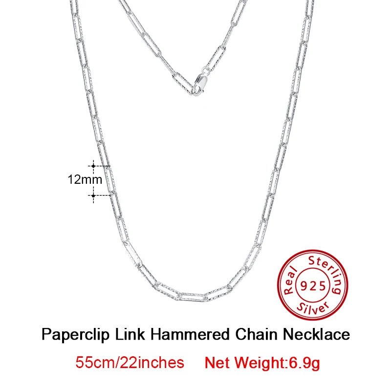 14K Gold Plated Genuine 925 Sterling Silver Paperclip Neck Chain
