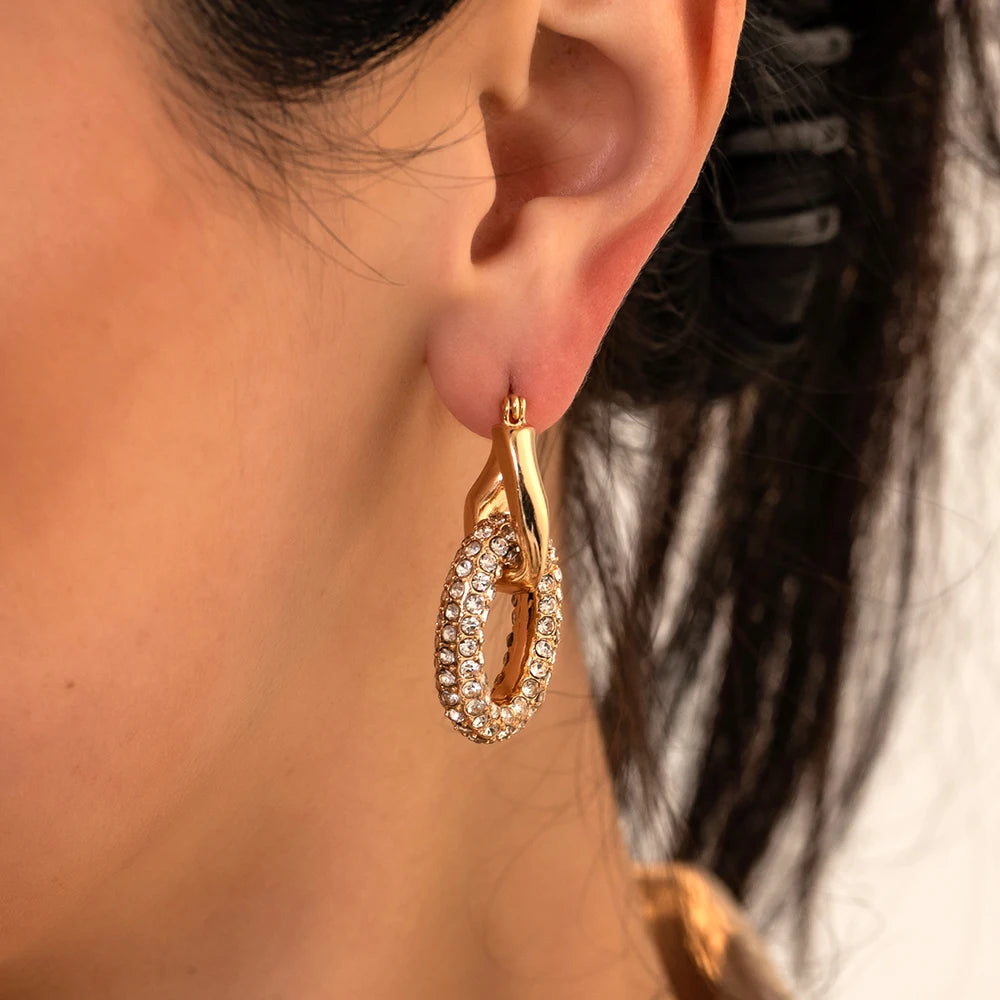 Fashion CZ Zircon Round Huggie Hoop Earrings