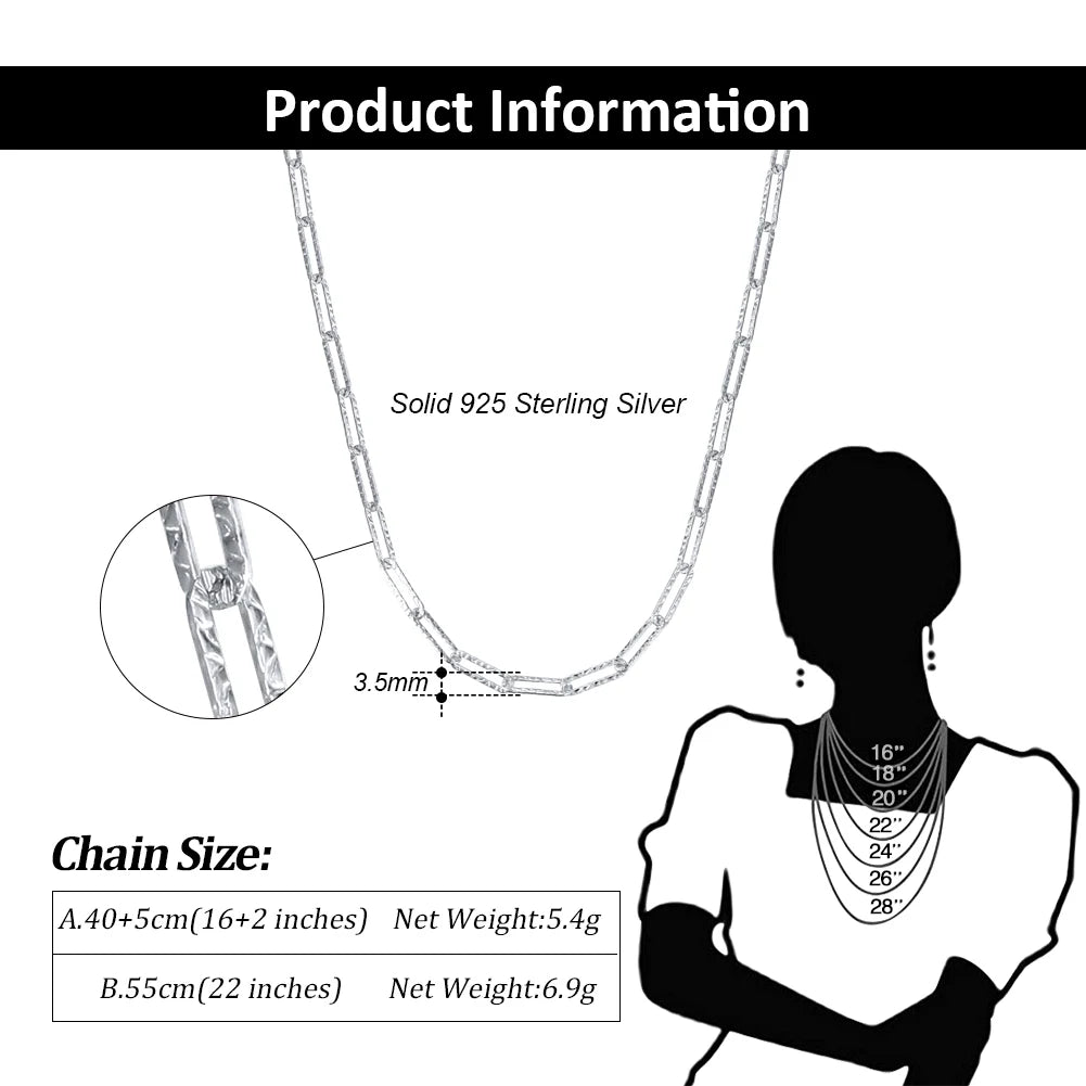 14K Gold Plated Genuine 925 Sterling Silver Paperclip Neck Chain