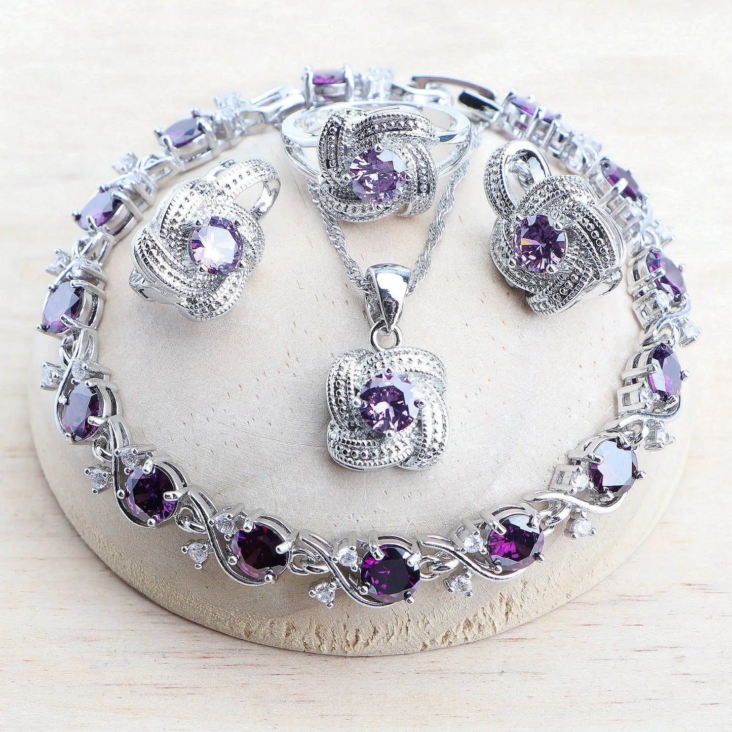 Blue Zirconia Jewelry Sets 925 Sterling Silver