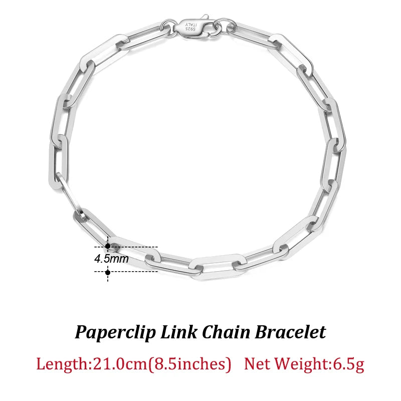 14K Gold Plated Genuine 925 Sterling Silver Paperclip Neck Chain