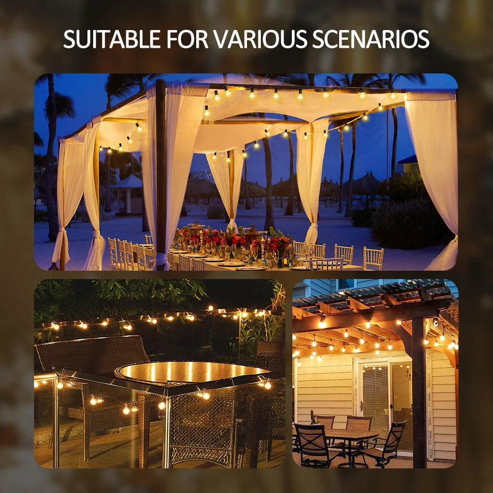 Solar String Lights Outdoor G40 Patio Lights