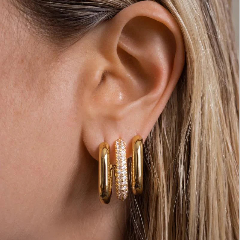 Fashion CZ Zircon Round Huggie Hoop Earrings