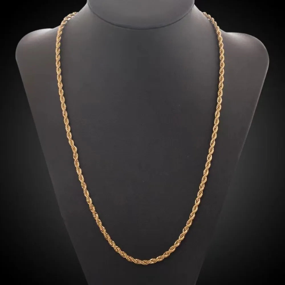 Noble 45-60cm 18K Gold 4mm Rope Chain Necklace