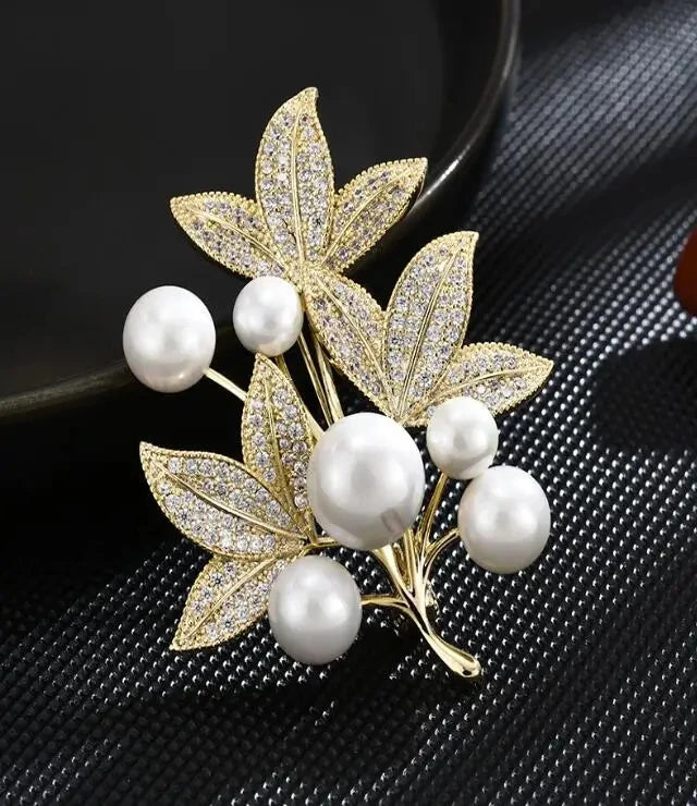 Elegant Gold Color Rose Flower Brooches