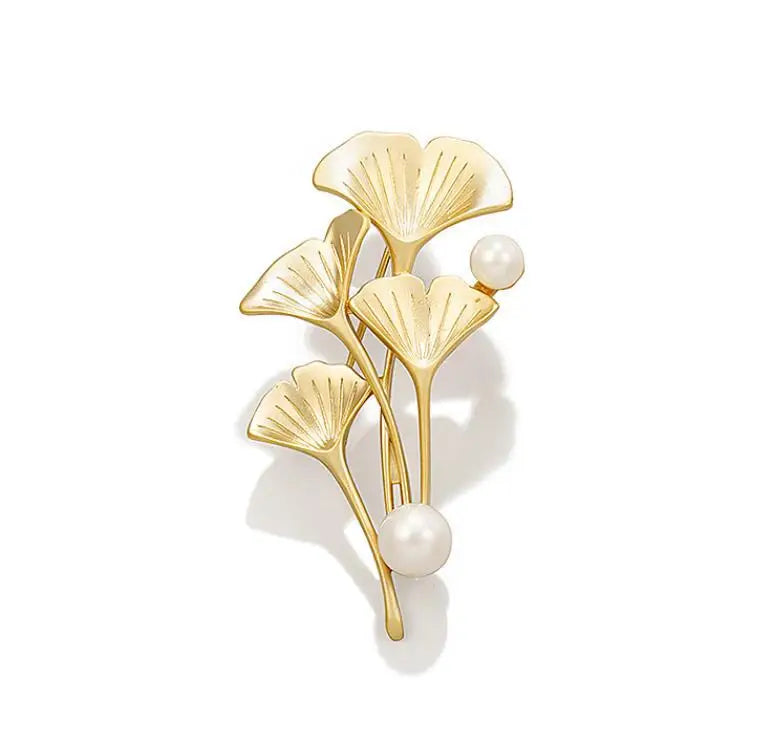 Elegant Gold Color Rose Flower Brooches