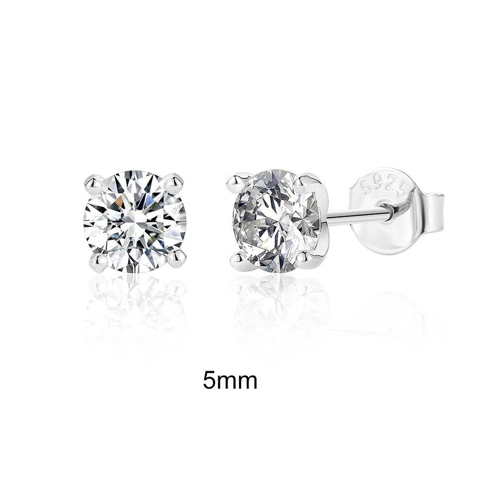0.5-1.2 Carat D Color Moissanite Ear Stud Earrings 925 Sterling Silver