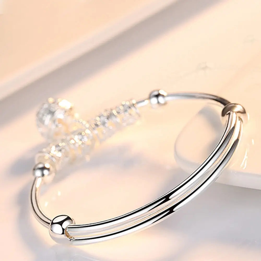 Silver hollow Bells ball bangles adjustable Bracelets