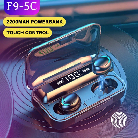 F9 Bluetooth Headphones 9D Stereo High Bass Sport Earphones Hand free Touch Control