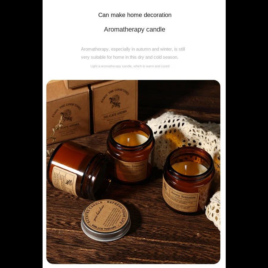 Brown Glass Aromatherapy Candle Smokeless scented