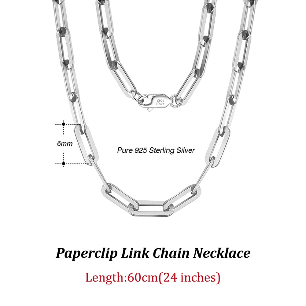 14K Gold Plated Genuine 925 Sterling Silver Paperclip Neck Chain