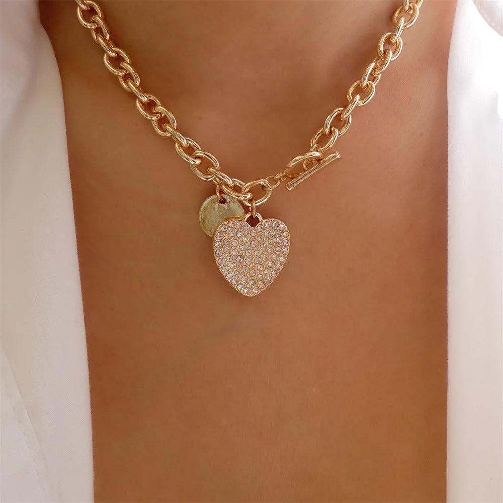 Punk Gold-plate  Head Portrait Coin Pendant Necklace