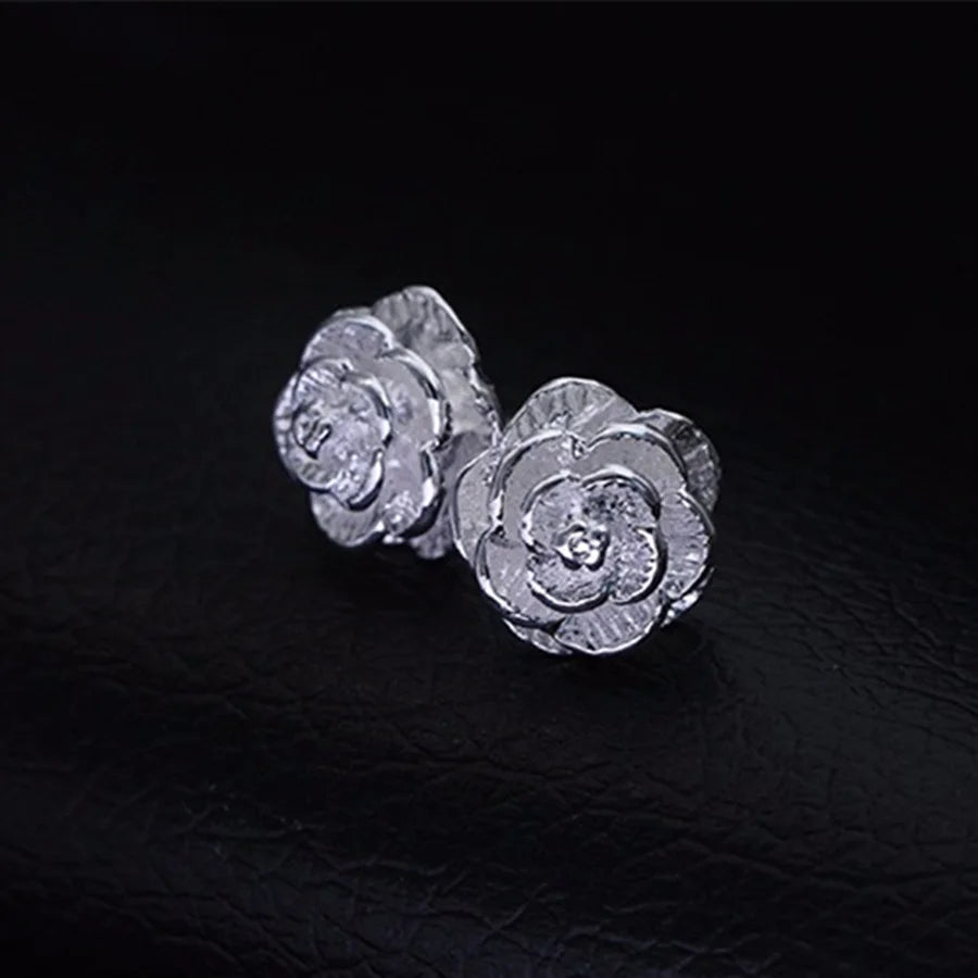 Fine 925 Sterling Silver Charm Flower Necklace Earring