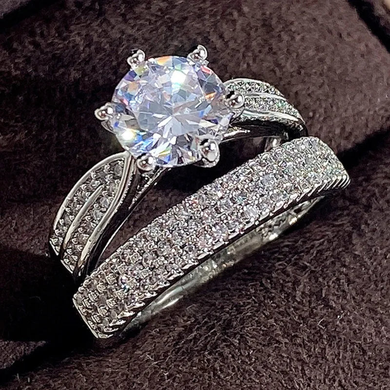 Charm Women Rings Classic Design White Stone