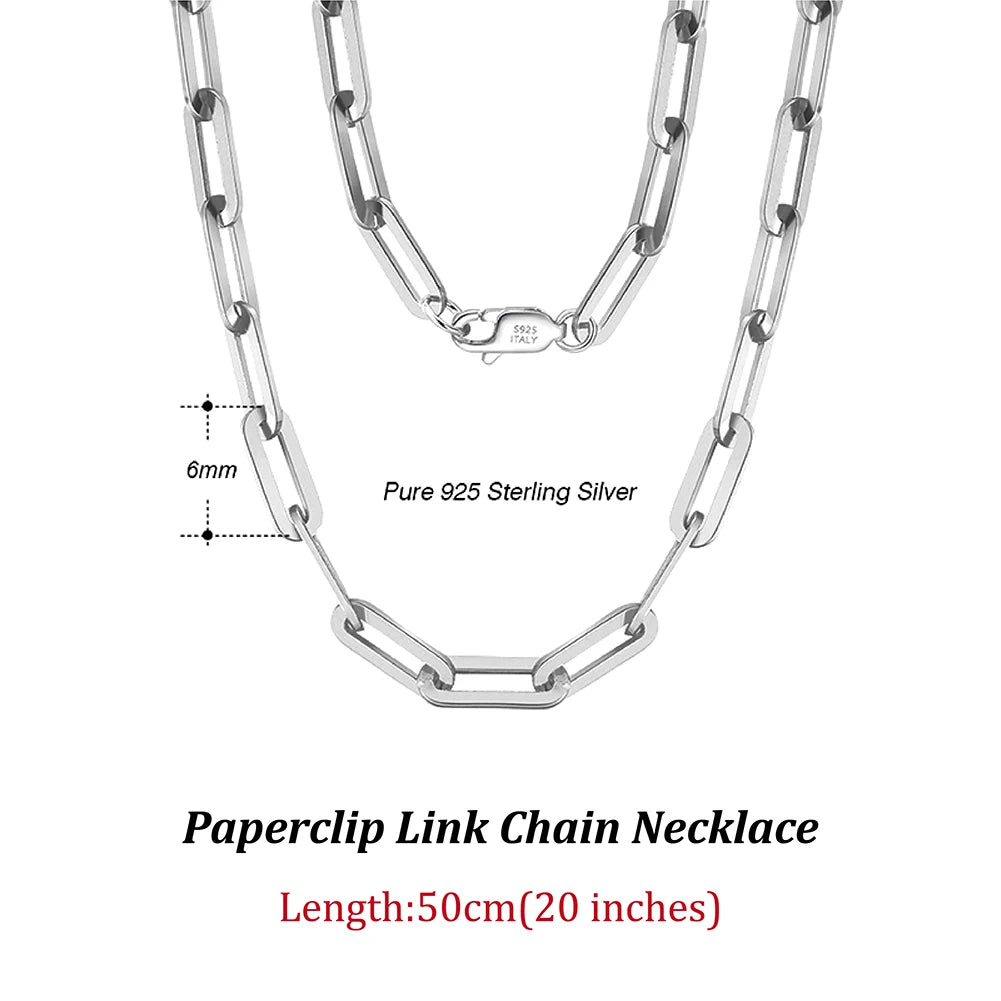 14K Gold Plated Genuine 925 Sterling Silver Paperclip Neck Chain