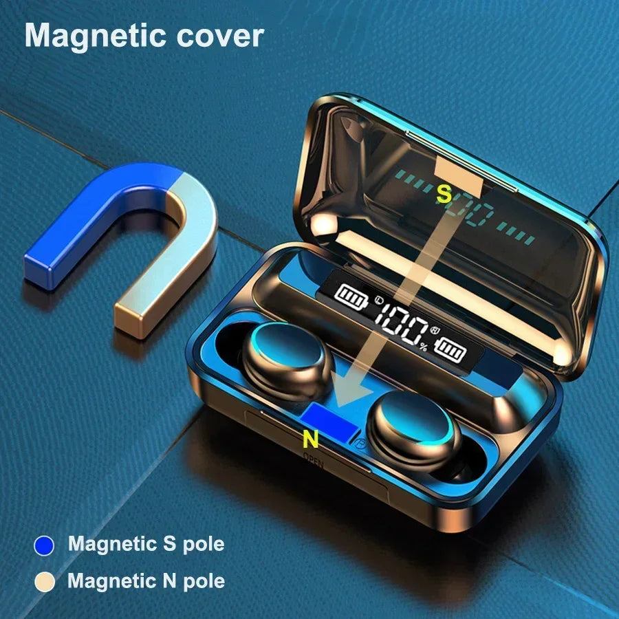 F9 Bluetooth Headphones 9D Stereo High Bass Sport Earphones Hand free Touch Control
