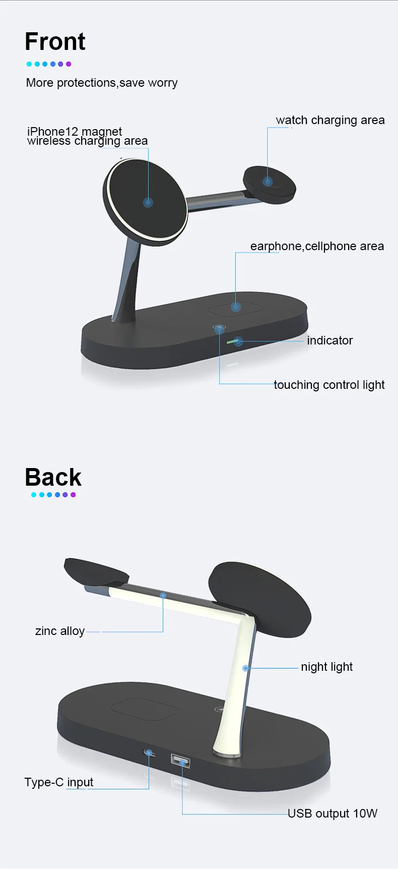3 In 1 Magnetic Wireless Charger  For iPhone , Apple Watch ,Airpods