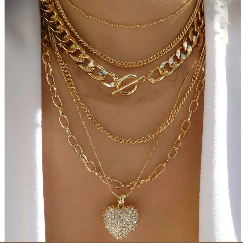 Punk Gold-plate  Head Portrait Coin Pendant Necklace