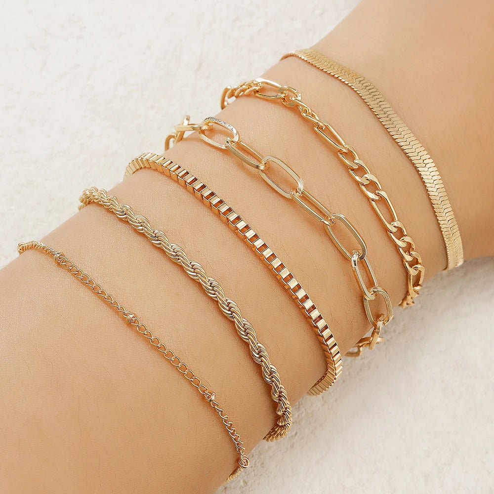 4PCS/Set Fashionable Snake Imitation Gemstone Bangle Rhinestone  Bracelet Set