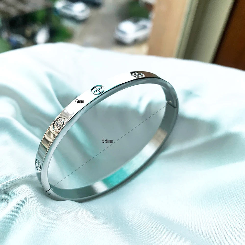 Gold Color Zircon And Cross Nut Nail Bracelet & Bangle