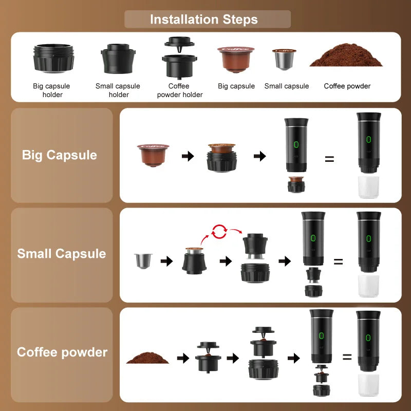 Wireless Portable Espresso Coffee Machine 3-in-1