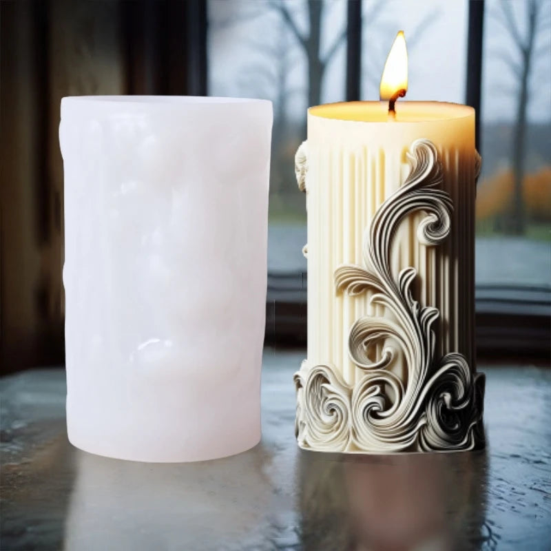 Blooming peony flower relief cylindrical candle silicone mold flower cylinder resin silicone mould Blooming peony gypsum molds