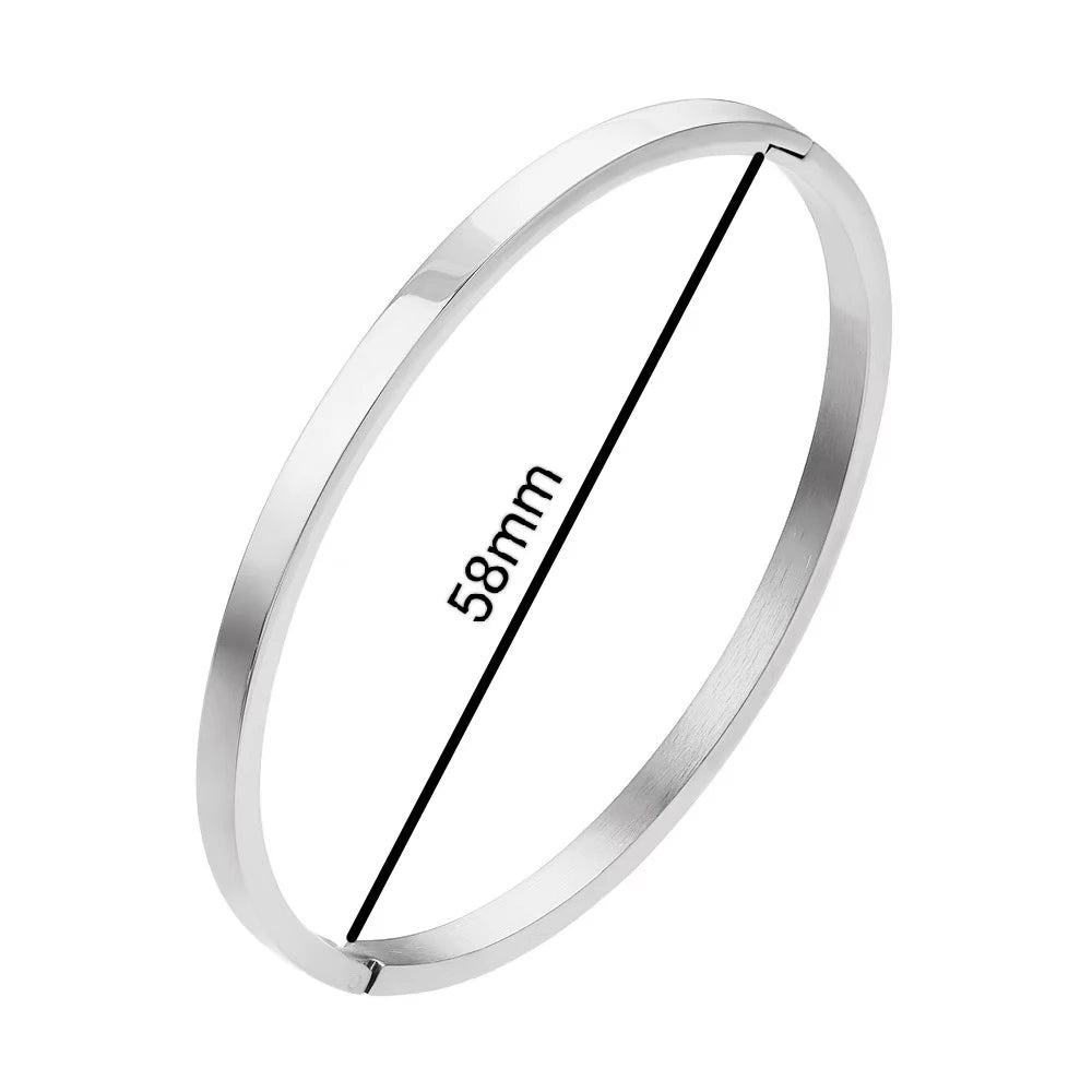 Waterproof Stainless Steel Oval Smooth Bracelet Bangle