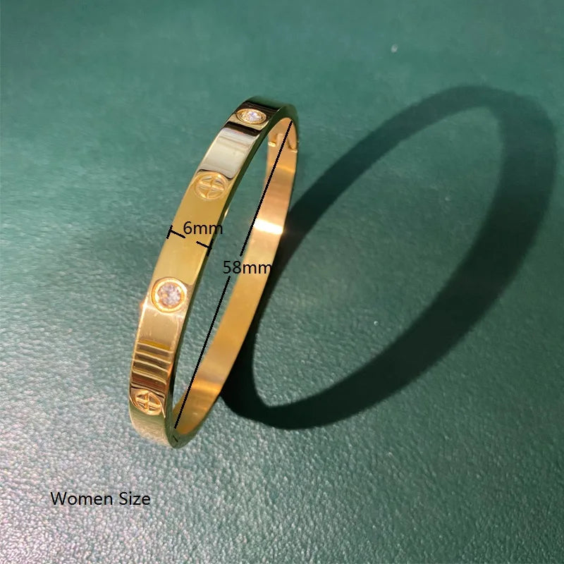 Gold Color Zircon And Cross Nut Nail Bracelet & Bangle