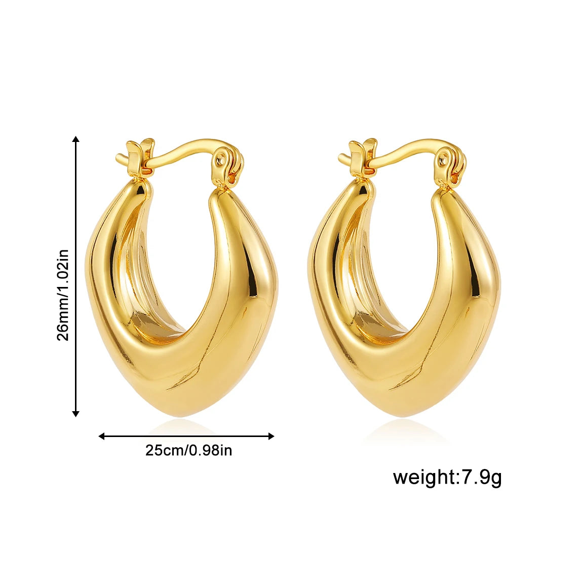 Stainless Steel Smooth Round Tube Chunky Hoop Earrings