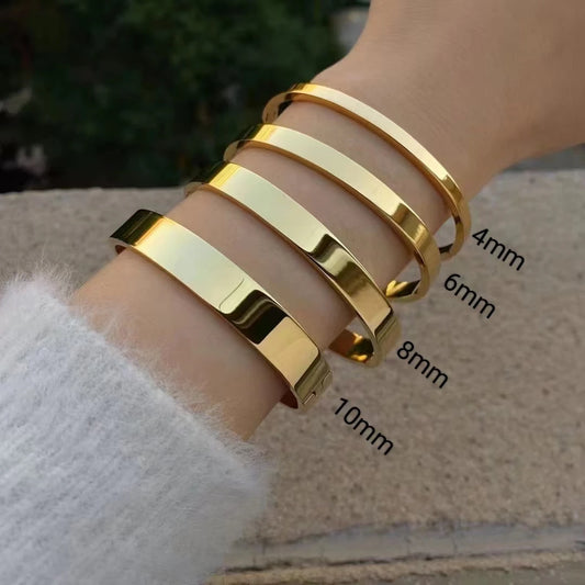 Waterproof Stainless Steel Oval Smooth Bracelet Bangle
