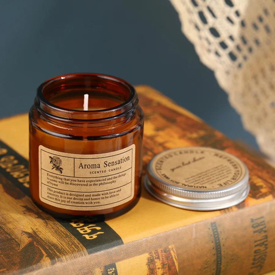 Brown Glass Aromatherapy Candle Smokeless scented