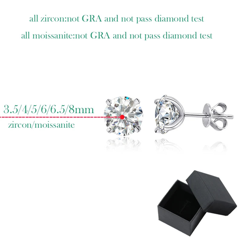 GRA Certified Moissanite Stud Earrings  0.2-2CT